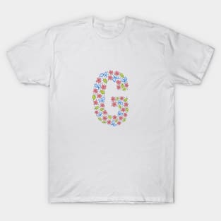 Floral Monogram Letter G - pink and blue T-Shirt